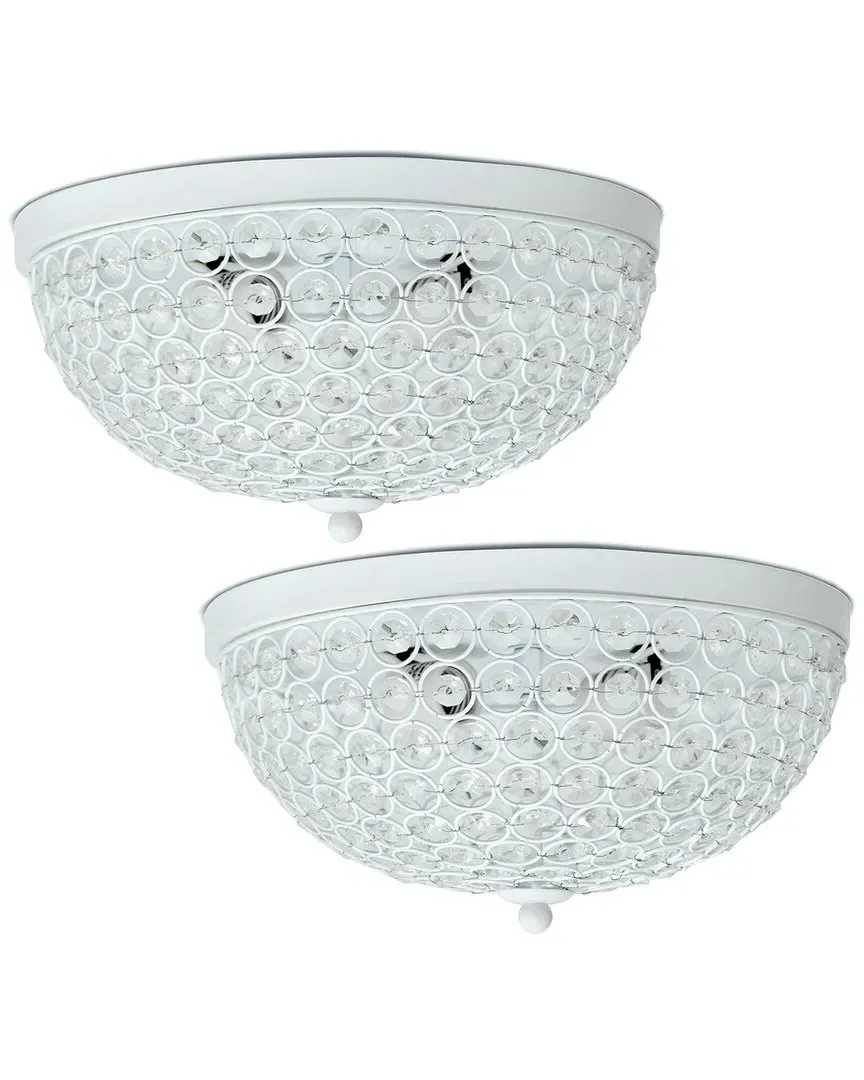 Crystal 2 Light Ceiling Flush Mount 2pk - White, Metal