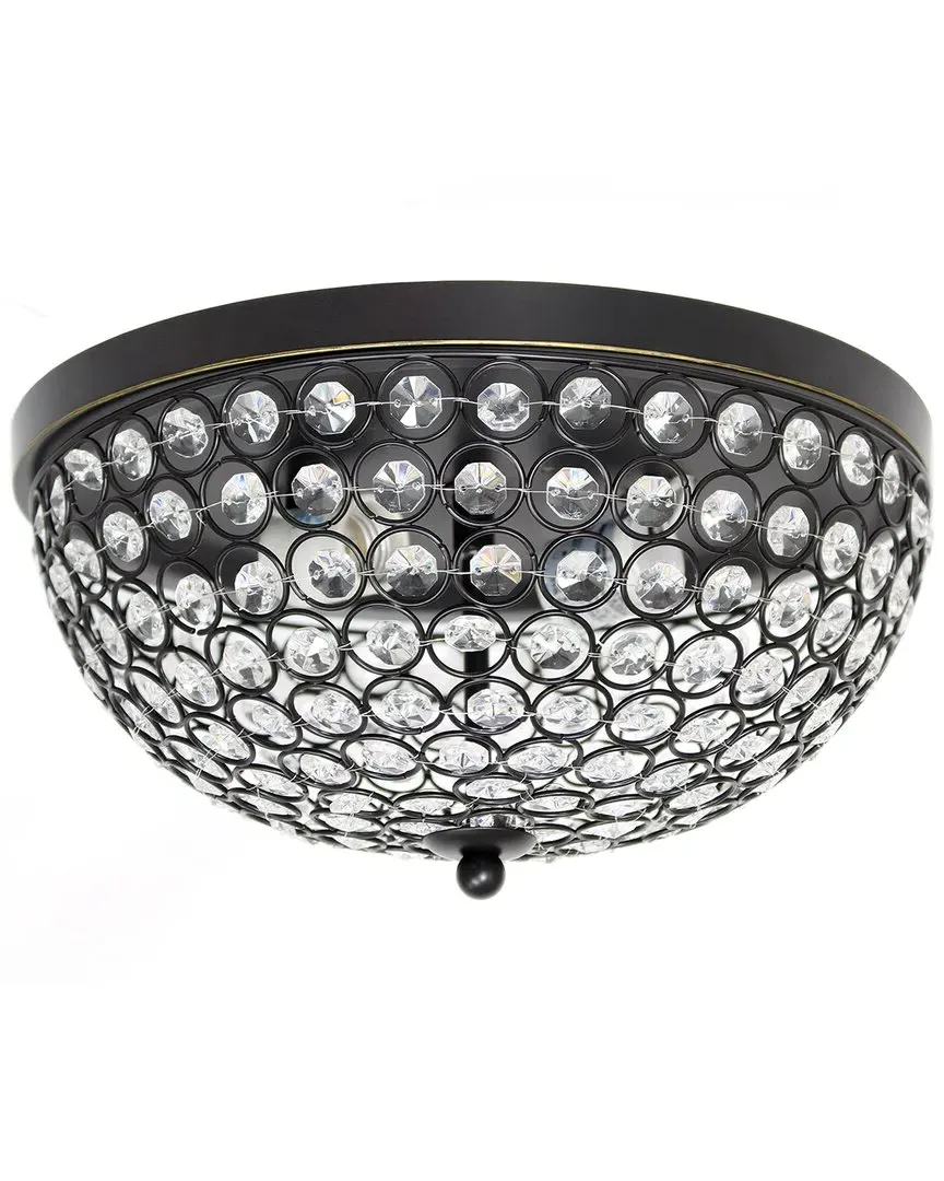 Crystal 2 Light Ceiling Flush Mount - Bronze, Metal