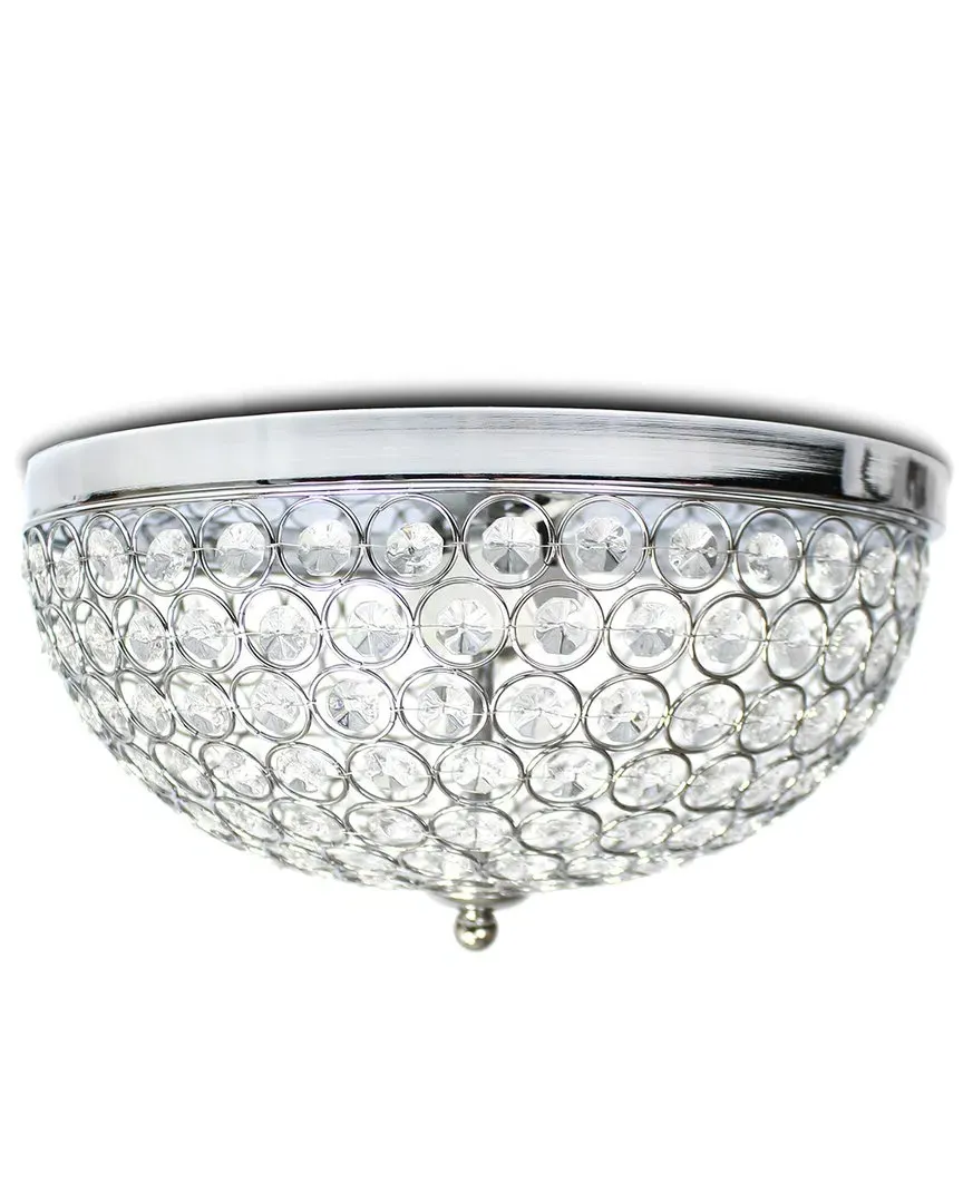 Crystal 2 Light Ceiling Flush Mount - Chrome, Metal