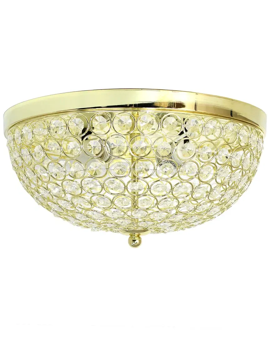 Crystal 2 Light Ceiling Flush Mount - Gold, Metal