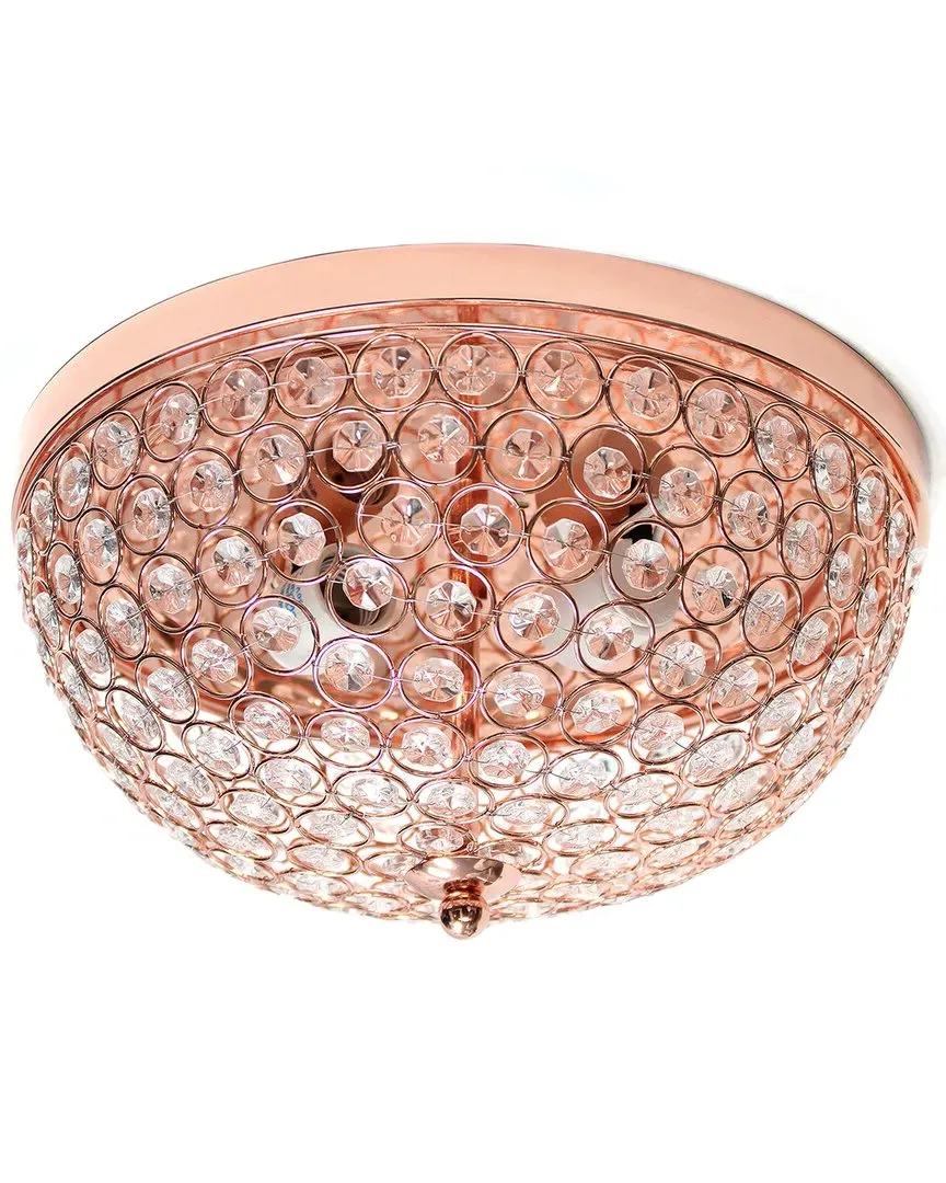 Crystal 2 Light Ceiling Flush Mount - Rose Gold, Metal