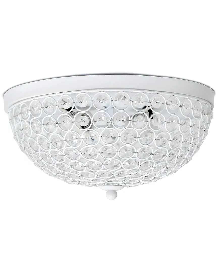 Crystal 2 Light Ceiling Flush Mount - White, Metal