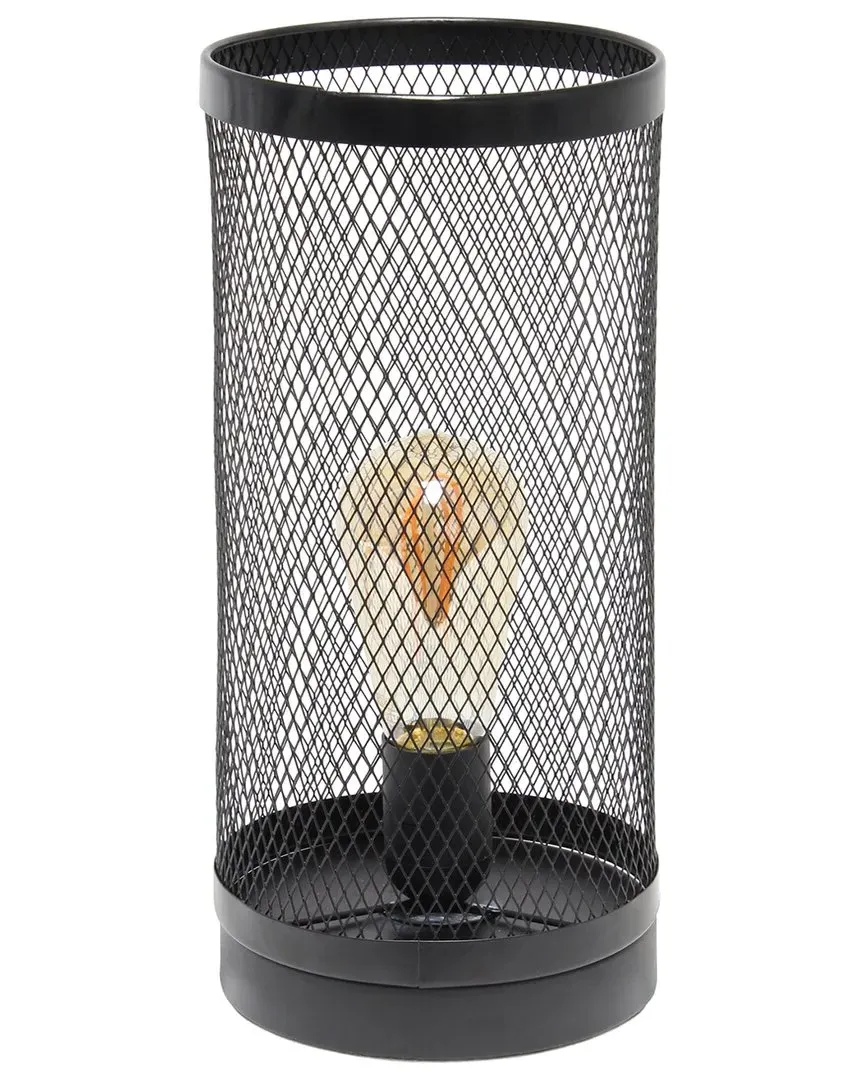 Cylindrical Mesh Table Lamp - Black, Steel image