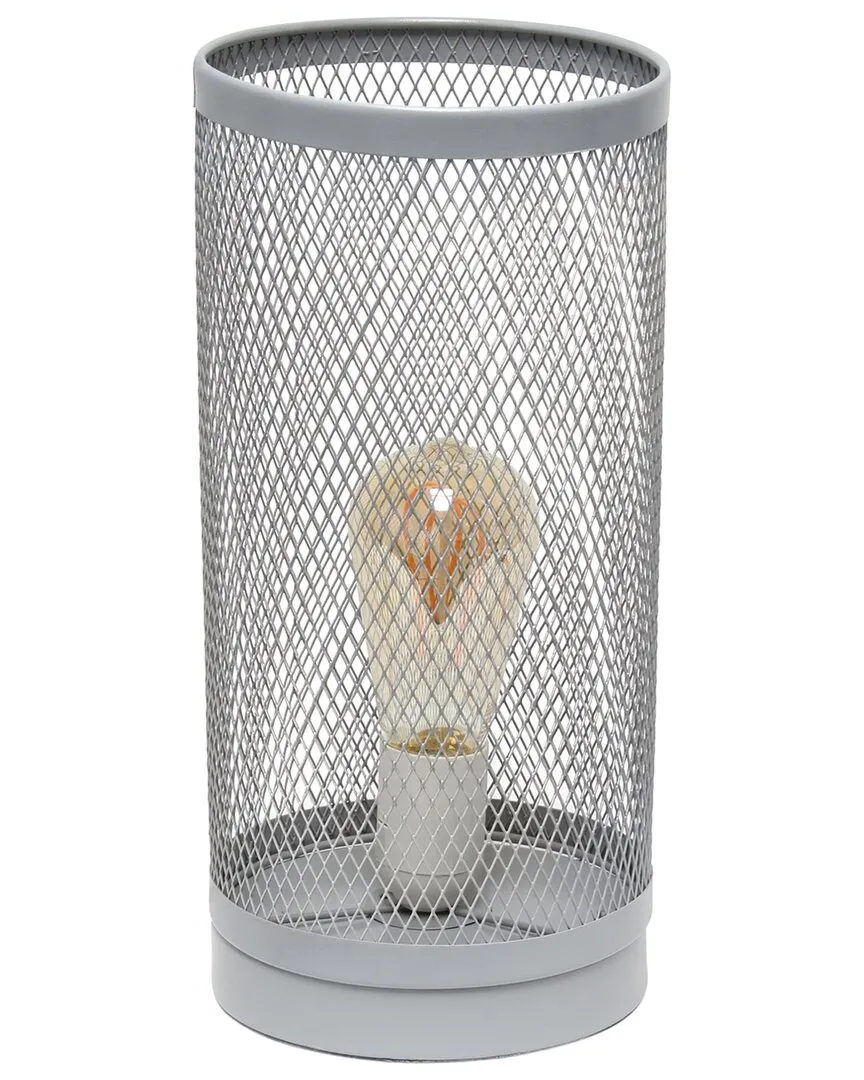 Cylindrical Mesh Table Lamp - Gray, Steel