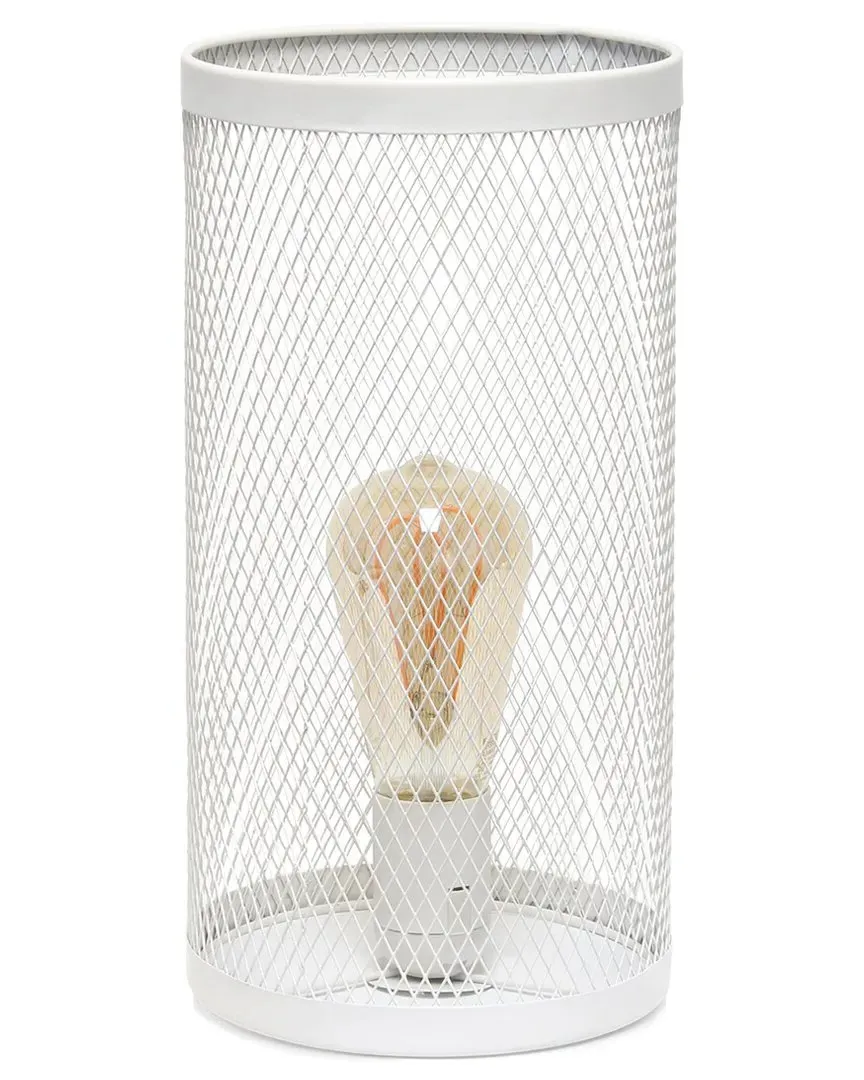 Cylindrical Mesh Table Lamp - White, Steel