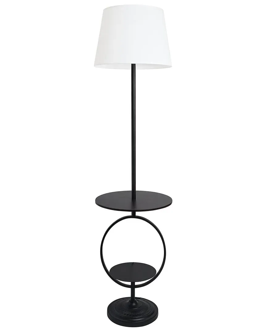 Dual Shelf Floor Lamp with Table - Black, Metal image