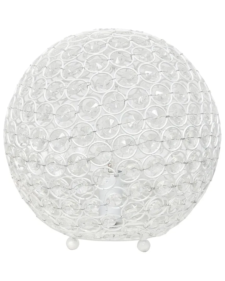 Elipse Round Sphere Table Lamp - White, Metal