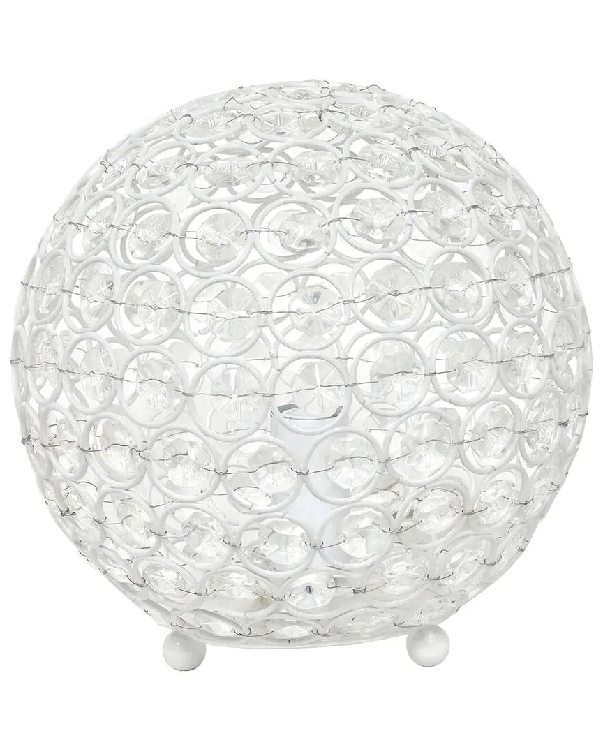 Elipse Round Sphere Table Lamp - White, Metal