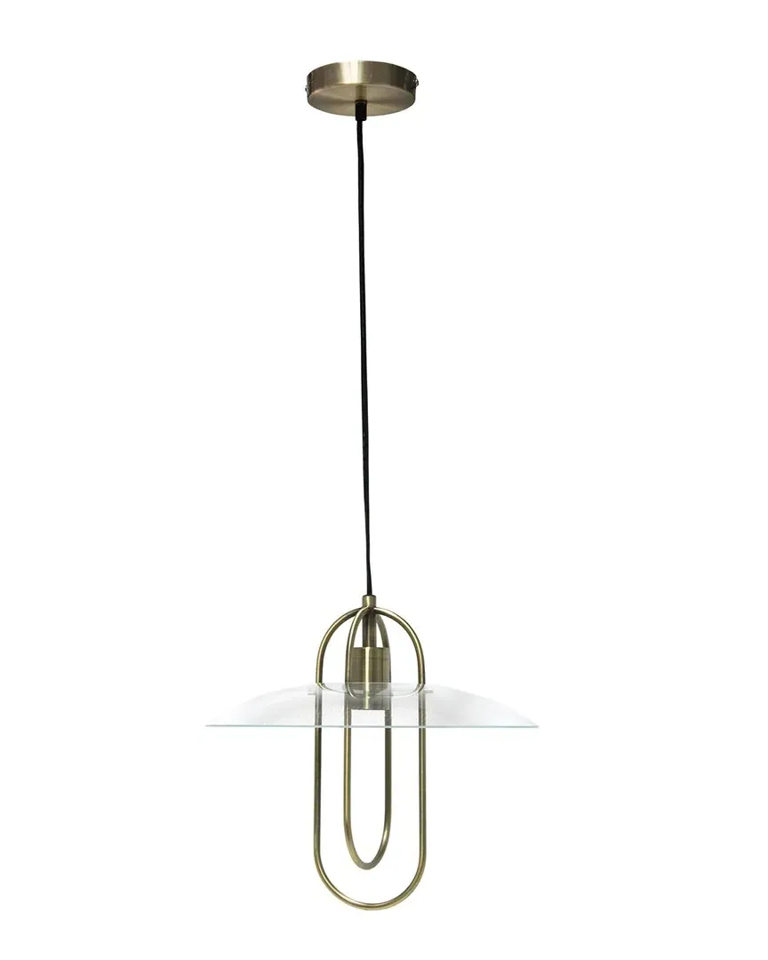 Elongated Metal Pendant Light - Brass, Glass