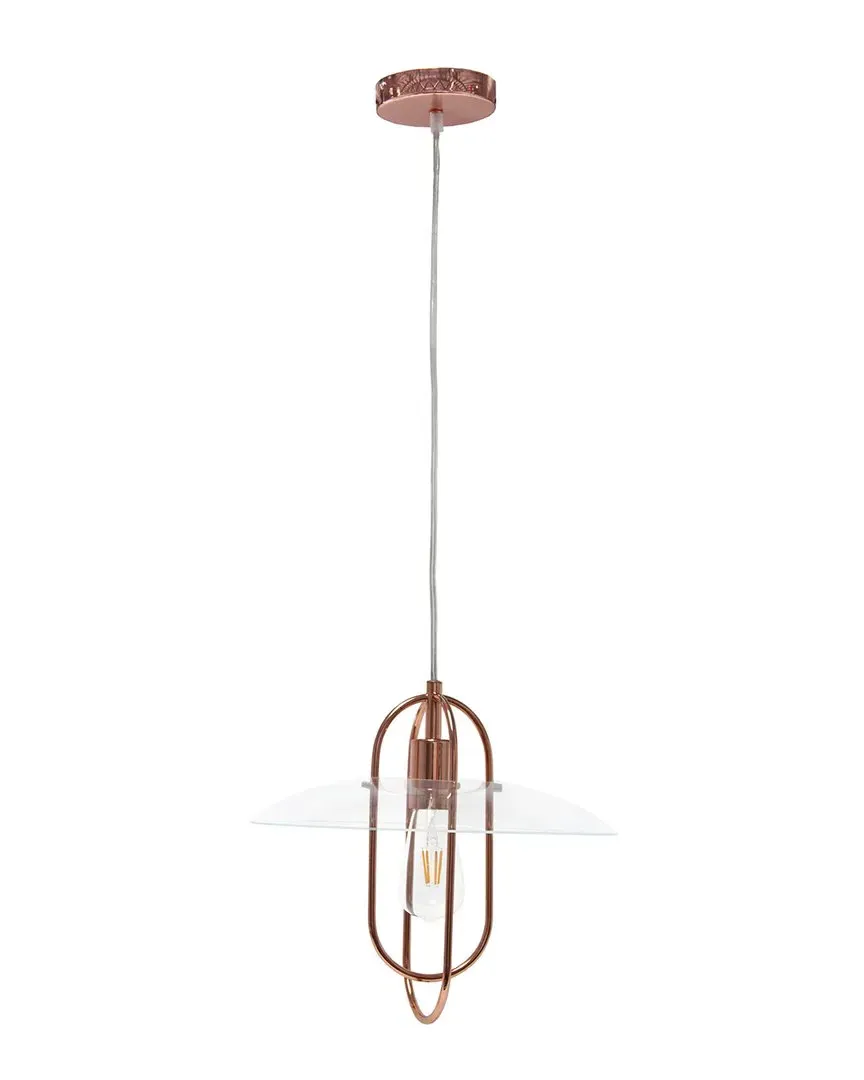 Elongated Metal Pendant Light - Rose Gold, Glass