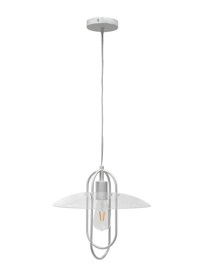 Elongated Metal Pendant Light - White, Glass