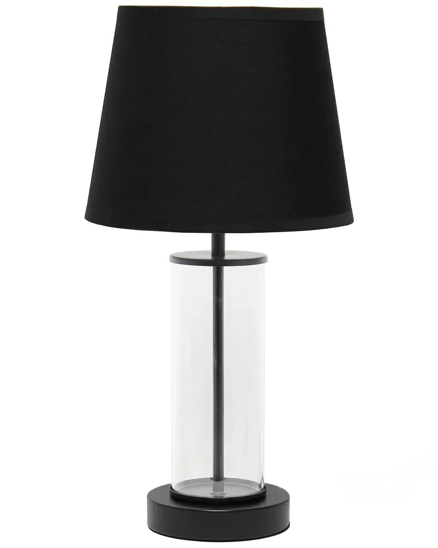 Encased Metal Table Lamp - Black, Clear Glass image