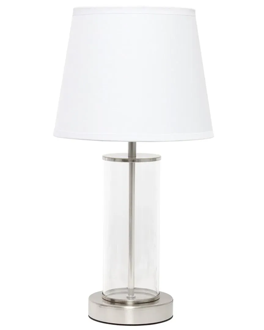 Encased Metal Table Lamp - Brushed Nickel, Clear Glass