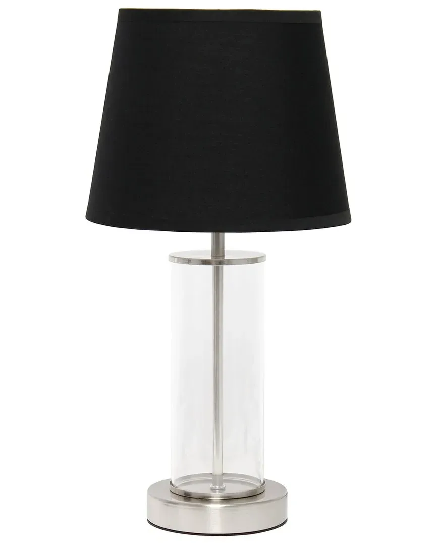Encased Metal Table Lamp - Brushed Nickel, Clear Glass