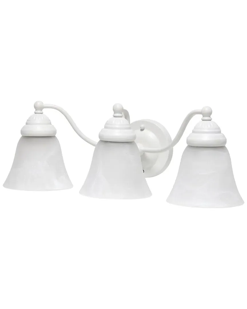Essentix Three Light Curved Vanity Wall Fixture - White, Iron