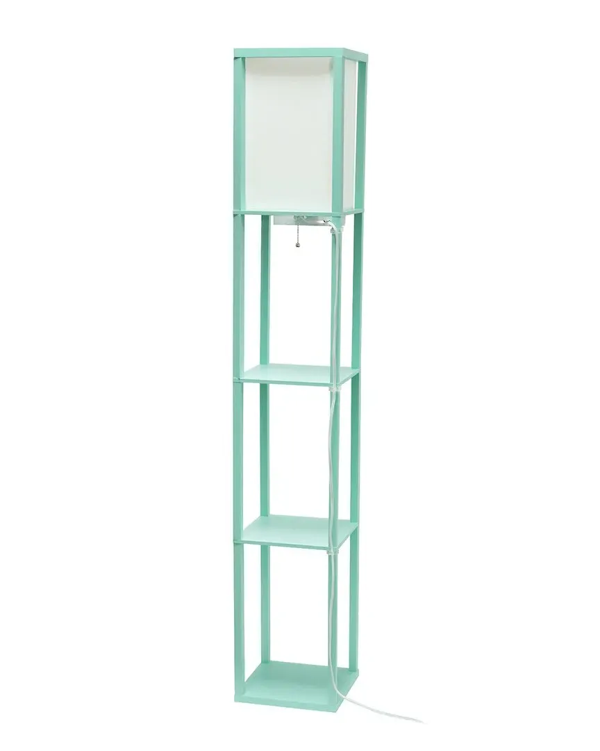 Floor Lamp Etagere with Storage Shelves - Aqua, MDF image