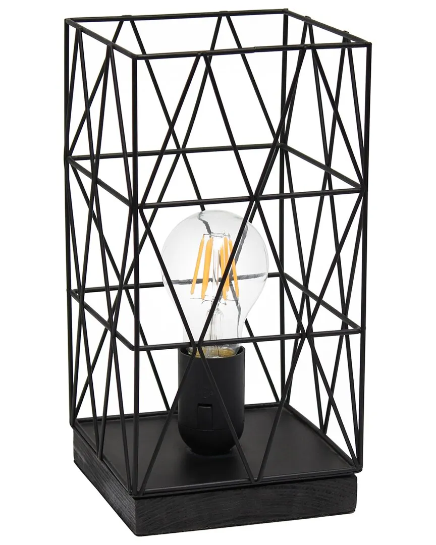 Geometric Square Table Lamp - Black, Metal image