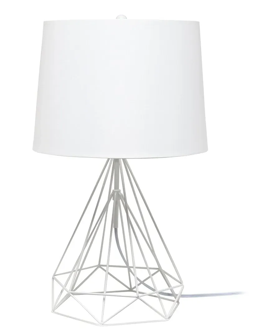 Geometric Square Table Lamp - White, Metal