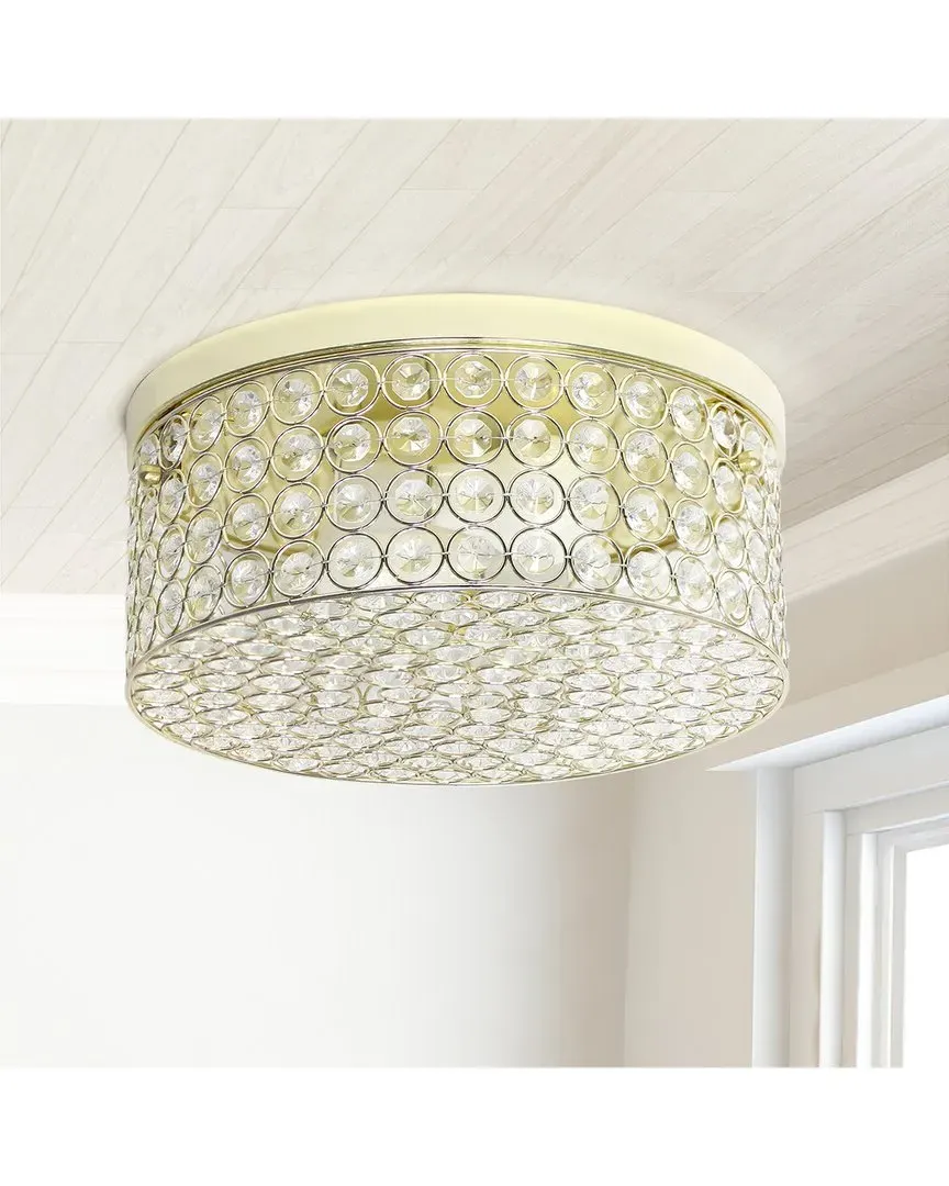 Glam 2 Light 12 Inch Round Flush Mount - Gold, Metal