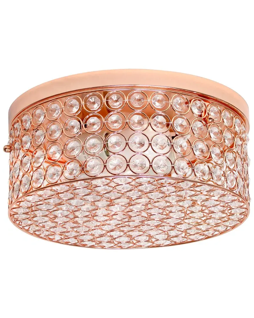 Glam 2 Light 12 Inch Round Flush Mount - Rose Gold, Metal