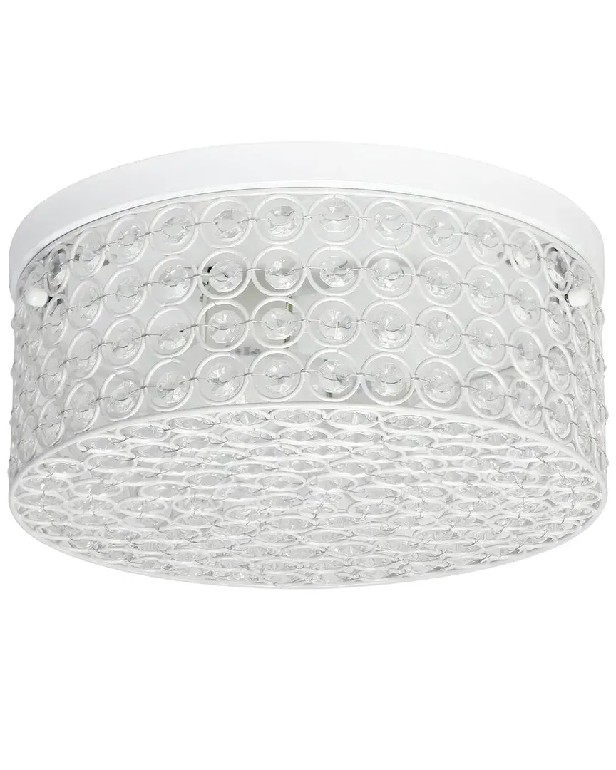 Glam 2 Light 12 Inch Round Flush Mount - White, Metal