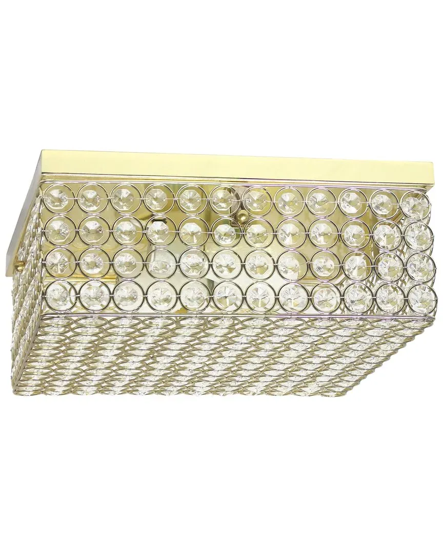 Glam 2 Light 12 Inch Square Flush Mount - Gold, Metal