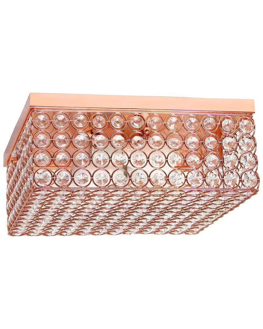 Glam 2 Light 12 Inch Square Flush Mount - Rose, Metal