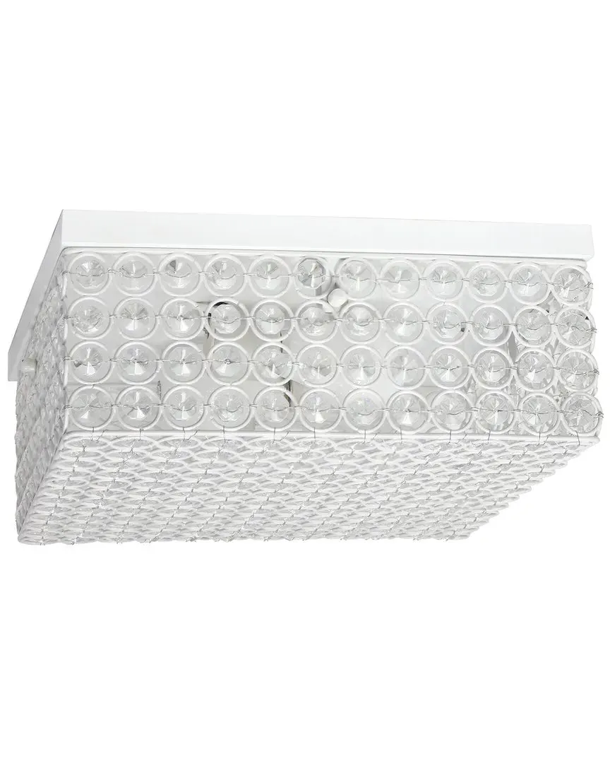 Glam 2 Light 12 Inch Square Flush Mount - White, Metal