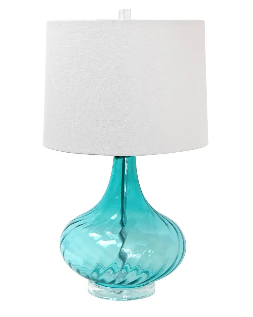Glass Table Lamp with Fabric Shade - Blue image