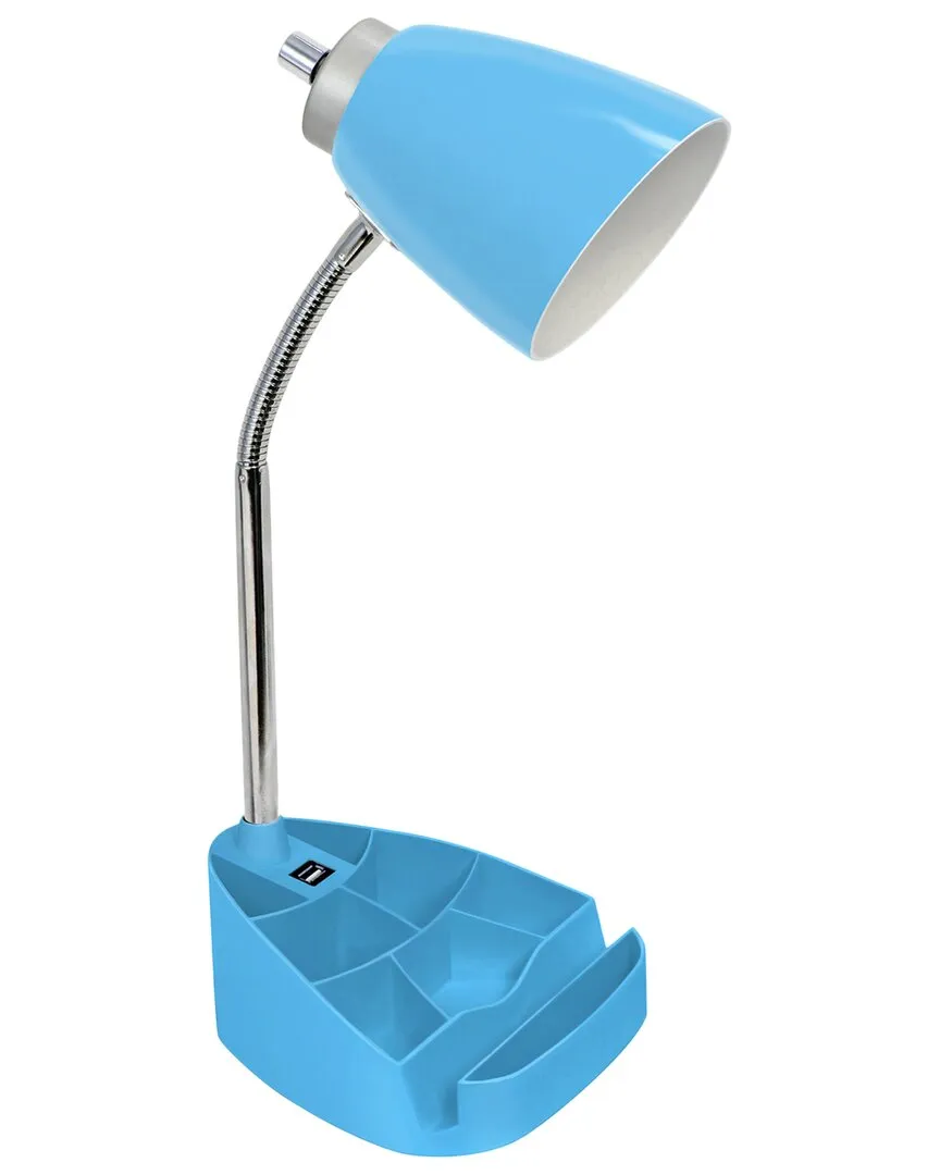 Gooseneck Organizer Desk Lamp with Tablet Stand - Blue