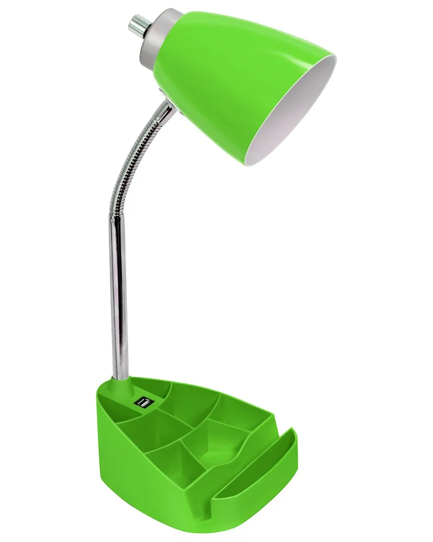 Gooseneck Organizer Desk Lamp with Tablet Stand - Green