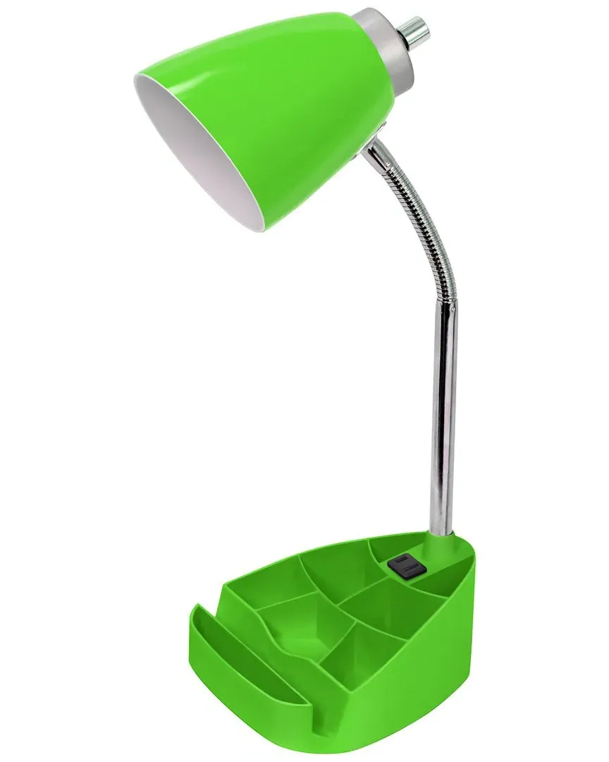 Gooseneck Organizer Desk Lamp with Tablet Stand - Green