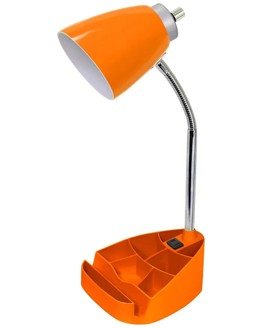 Gooseneck Organizer Desk Lamp with Tablet Stand - Orange