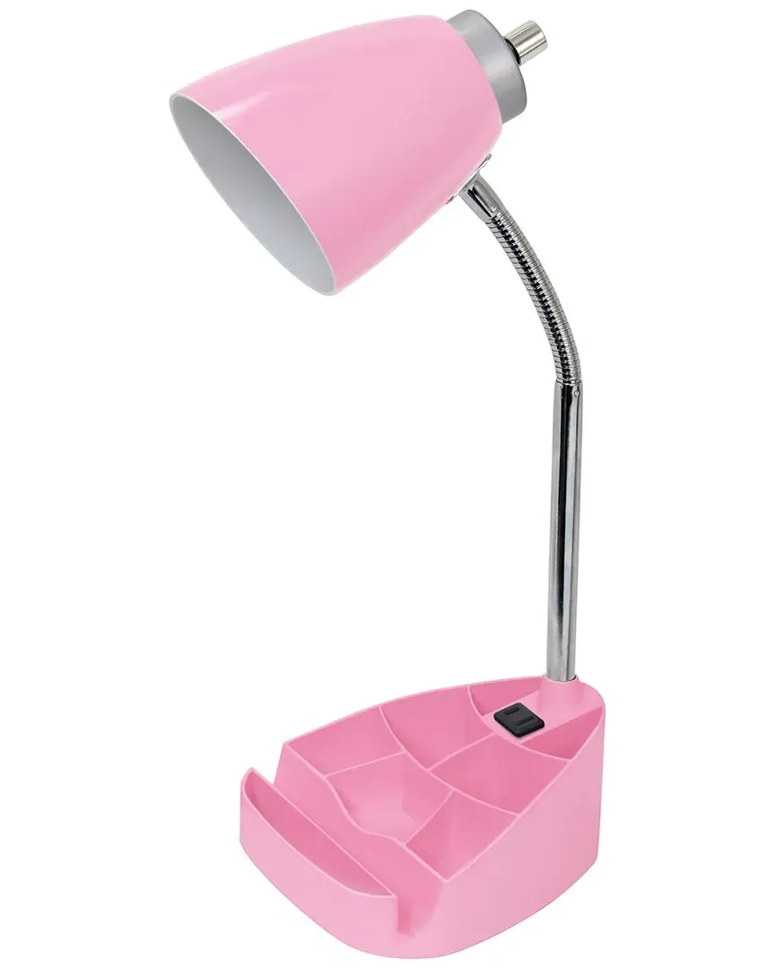 Gooseneck Organizer Desk Lamp with Tablet Stand - Pink