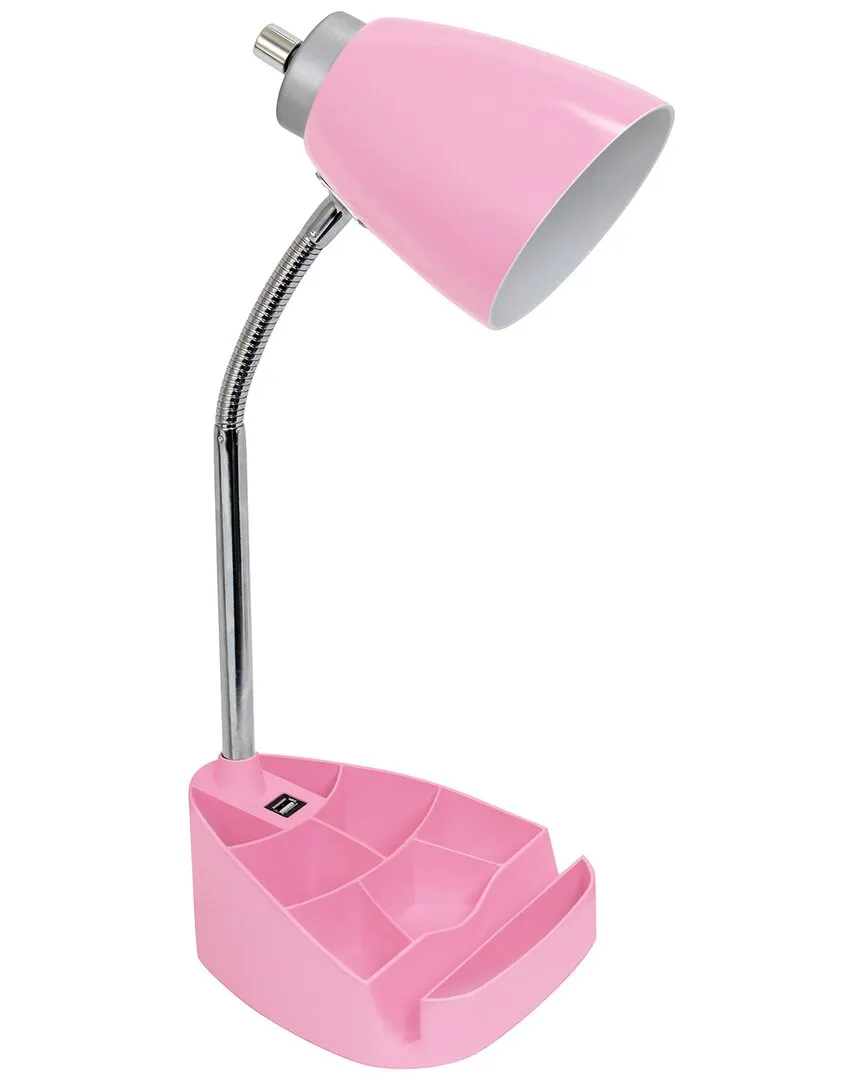 Gooseneck Organizer Desk Lamp with Tablet Stand - Pink