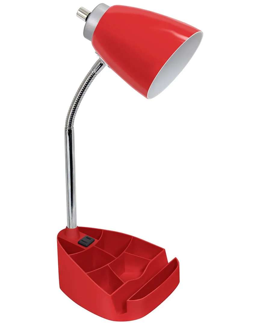 Gooseneck Organizer Desk Lamp with Tablet Stand - Red