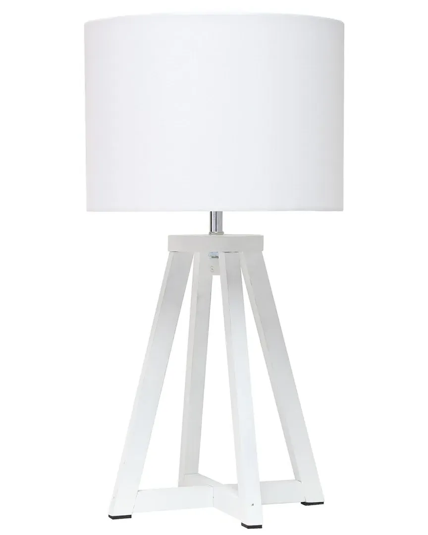Interlocked Triangular Table Lamp - White, Wood