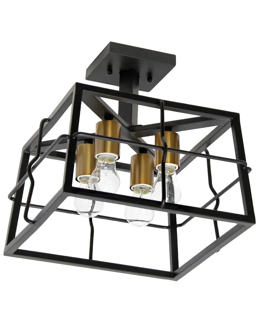 Ironhouse 4-Light Squared Semi Flush Mount Ceiling Light - Black image
