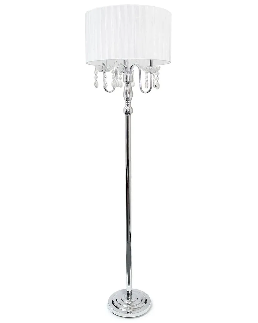 Lalia Home 62in Cascading Crystal Floor Lamp - Chrome, Fabric image