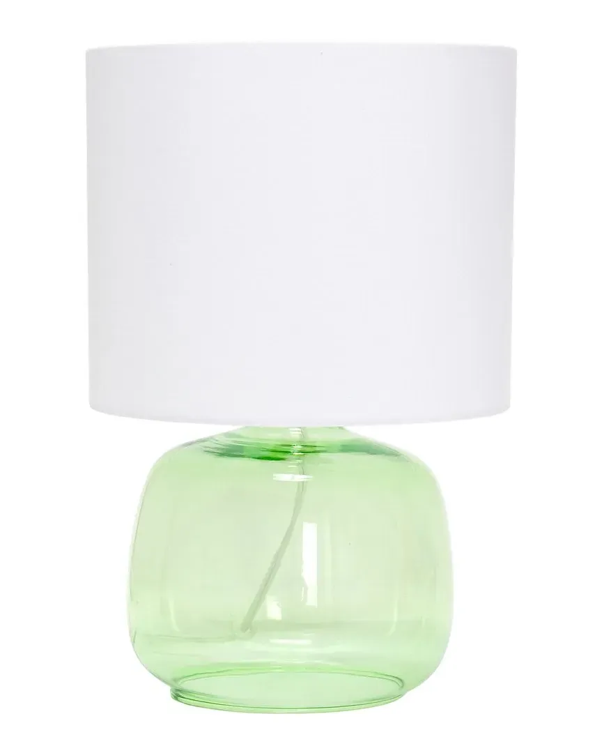 Lalia Home Glass Table Lamp with Fabric Shade - Green, White image
