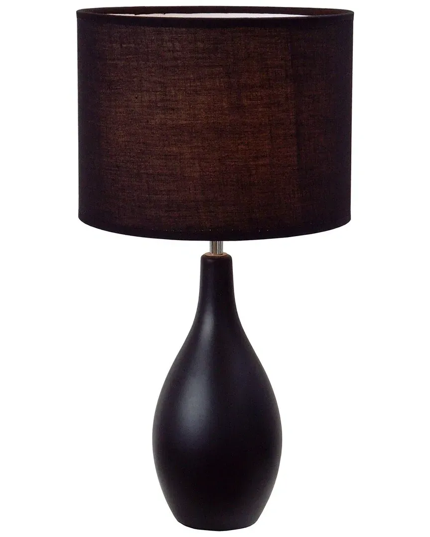 Lalia Home Oval Table Lamp with Fabric Shade - Black, Ceramic image