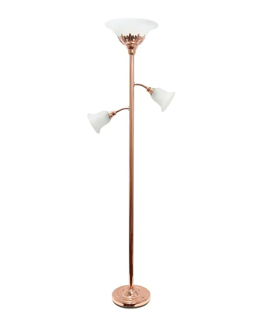 Lalia Home Torchiere Floor Lamp with 2 Reading Lights - Rose Gold image