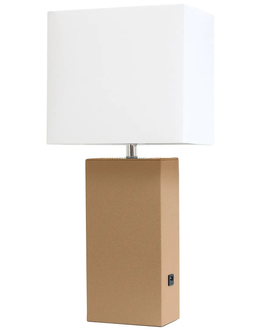 Lexington 21in Table Lamp with Leather Base - Beige
