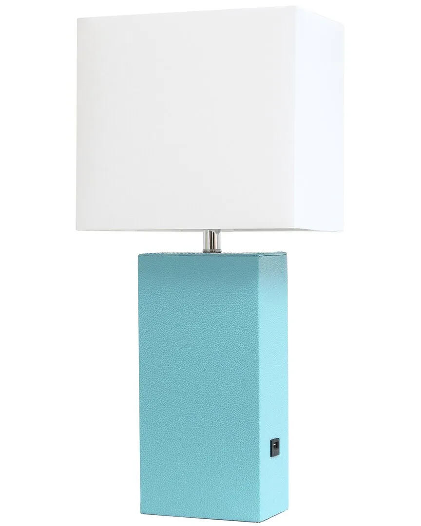 Lexington 21in Table Lamp with Leather Base - Blue