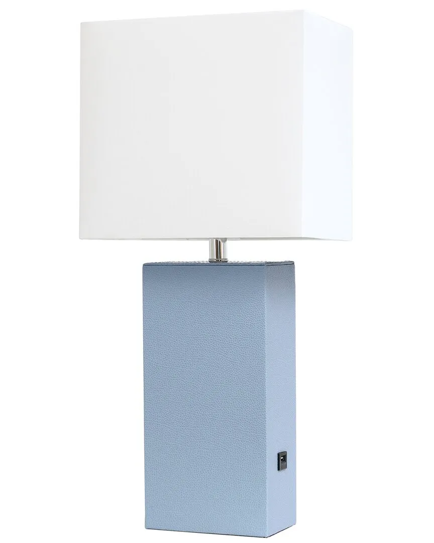 Lexington 21in Table Lamp with Leather Base - Blue