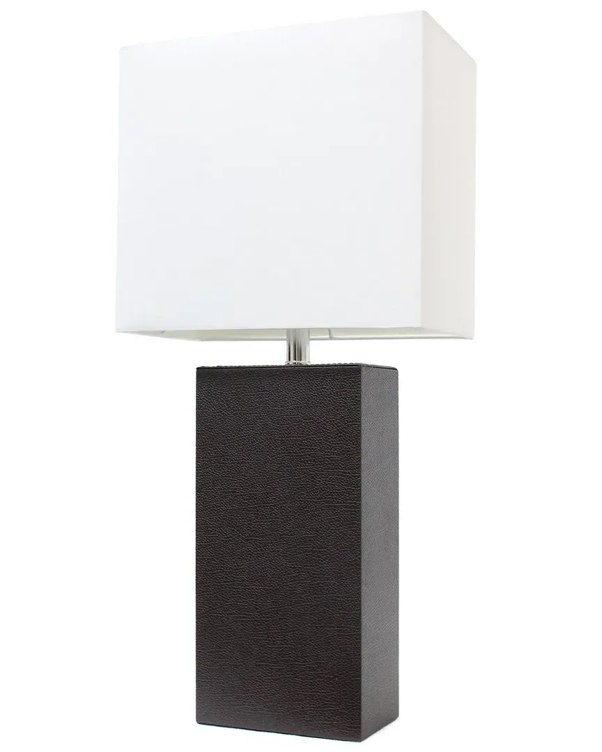 Lexington 21in Table Lamp with Leather Base - Brown