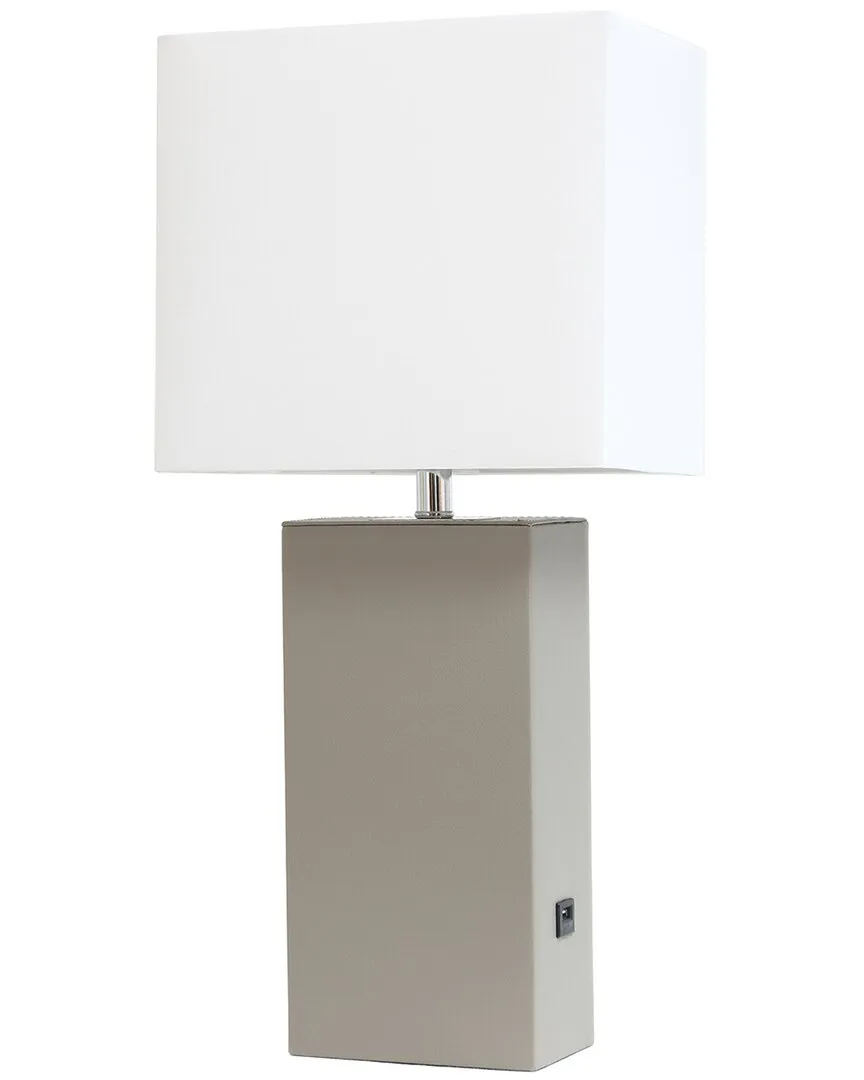 Lexington 21in Table Lamp with Leather Base - Grey
