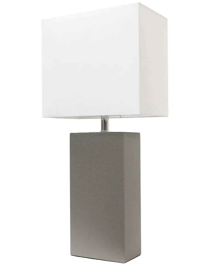 Lexington 21in Table Lamp with Leather Base - Grey