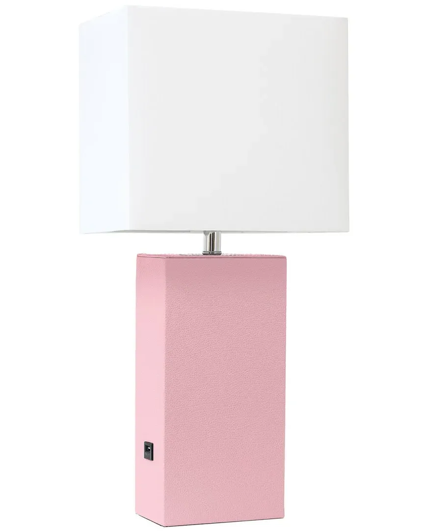 Lexington 21in Table Lamp with Leather Base - Pink
