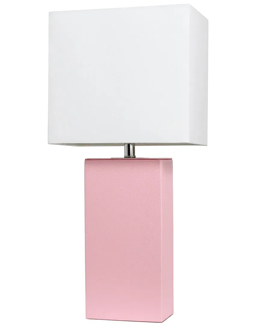 Lexington 21in Table Lamp with Leather Base - Pink